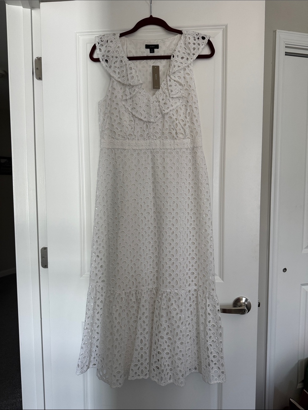 J. Crew White Eyelet Ruffle Dress
